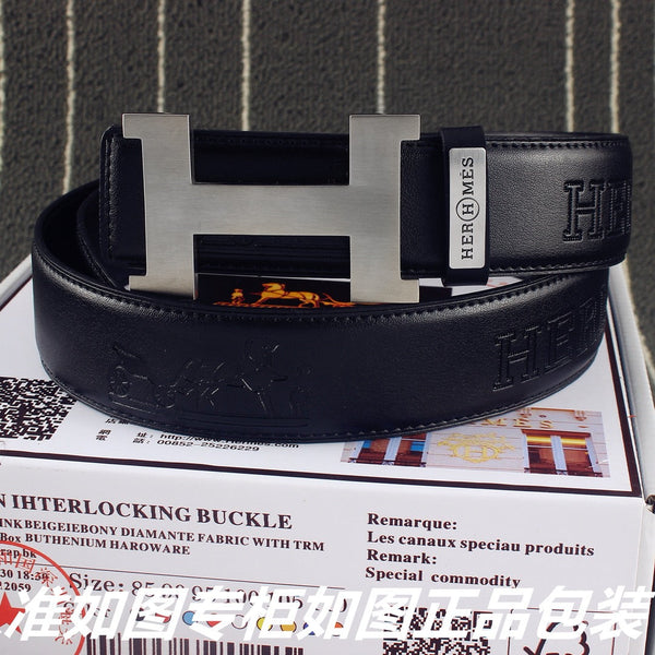 HM Constance Belt 38mm Black Calfskin Sliver Buckle 619960