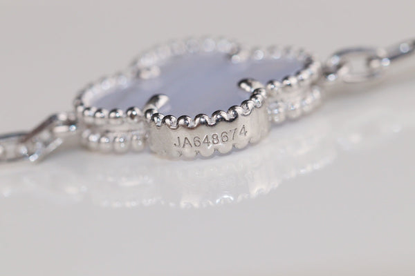 VCA Clover Blue Mop 5 Motifs Sliver Bracelet