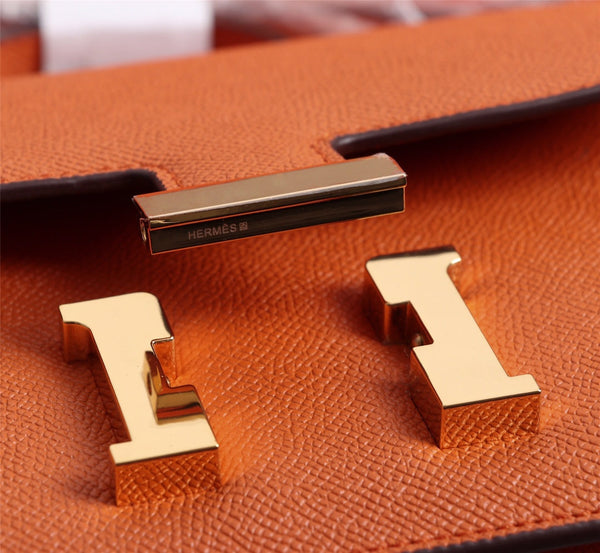 HM CONSTANCE BAGS 22 ORANGE EPSOM GOLD HARDWARE