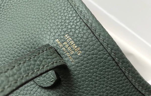 Mini Evelyne 18cm Green Grey Togo Ghw