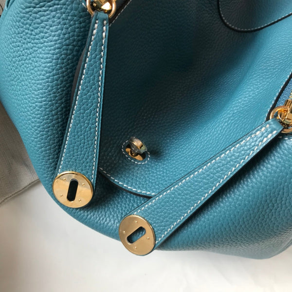 HM LINDY 30 BAG SAPPHIRE TAURILLON CLEMENCE LEATHER