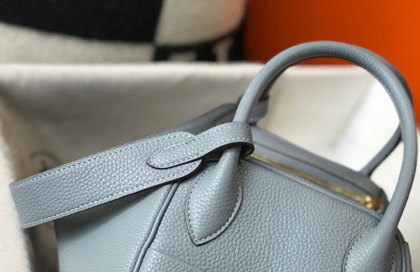 HM LINDY 30 BAG IN NEPAL BLUE CALFSKIN GOLD HARDWARE