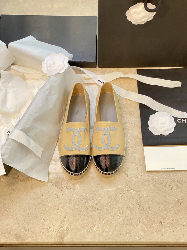 espadrilles beige balck lambskin