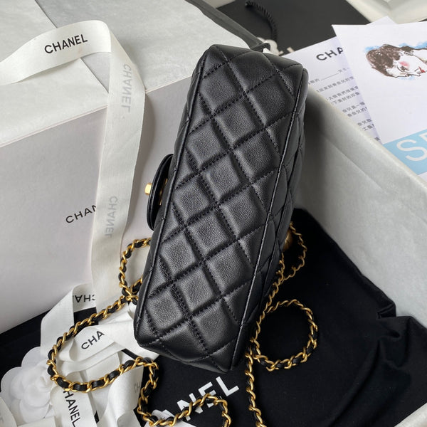 Classic Mini Flap Bag 20cm black lambskin gold hardware