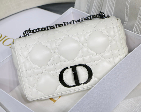 medium caro 25.5 white calfskin black hardware