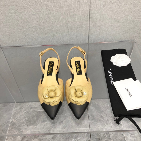 CC 25C 2CM Slingback Flats Buff Yellow Leather 213239