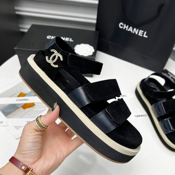 CC 26s Dad Sandal Black Blue Leather Suede 867658