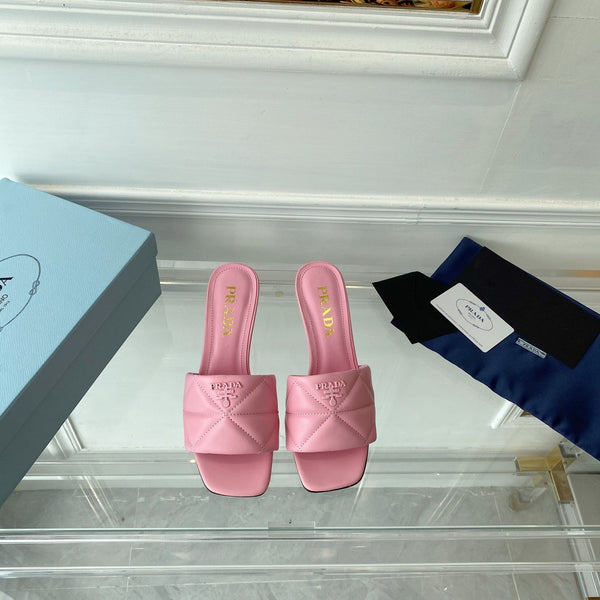 PRA QUILTED HIGH HEELS SANDALS 65 PINK LAMBSKIN