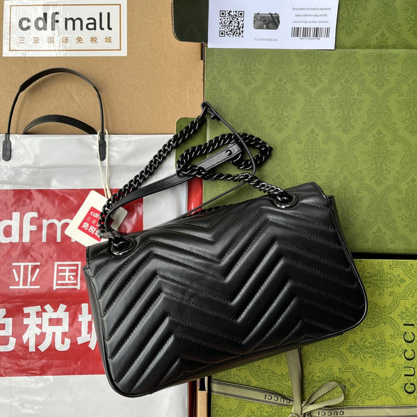 gg marmont 26cm all black calfskin
