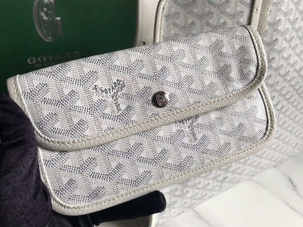 HARDY PM BAG 40 IN WHITE GOYARDINE CANVAS AND TAURILLON LEATHER TRIM