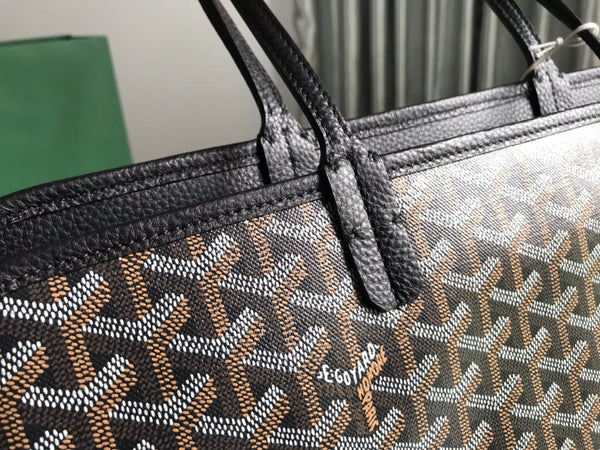 HARDY PM BAG 40 IN BLACK GOYARDINE CANVAS AND TAURILLON LEATHER TRIM