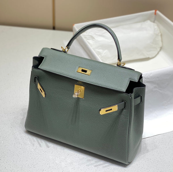 HM KELLY 28CM DARK GREY TOGO GOLD HARDWARE