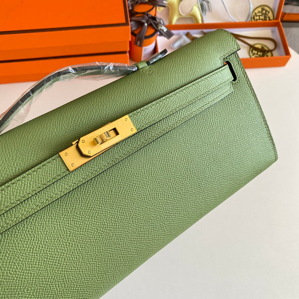 HM Kelly Cut 31 Olive Green Epsom Leather Gold Hardware 229045