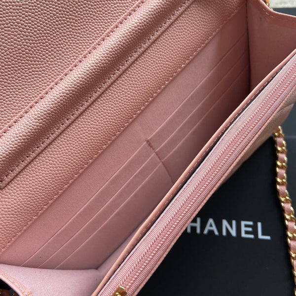 CC Woc 20cm Pink Grained Calfskin Gold Hardware