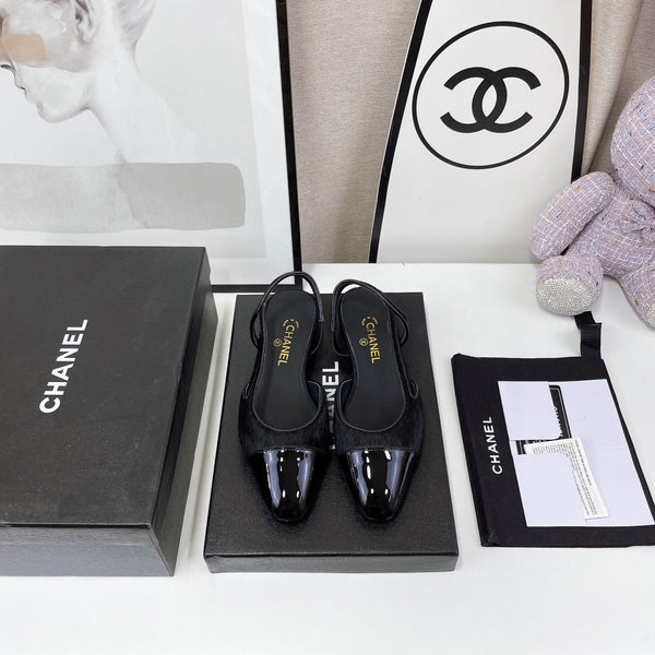 CC Slingback Black Lambskin And Horsehair