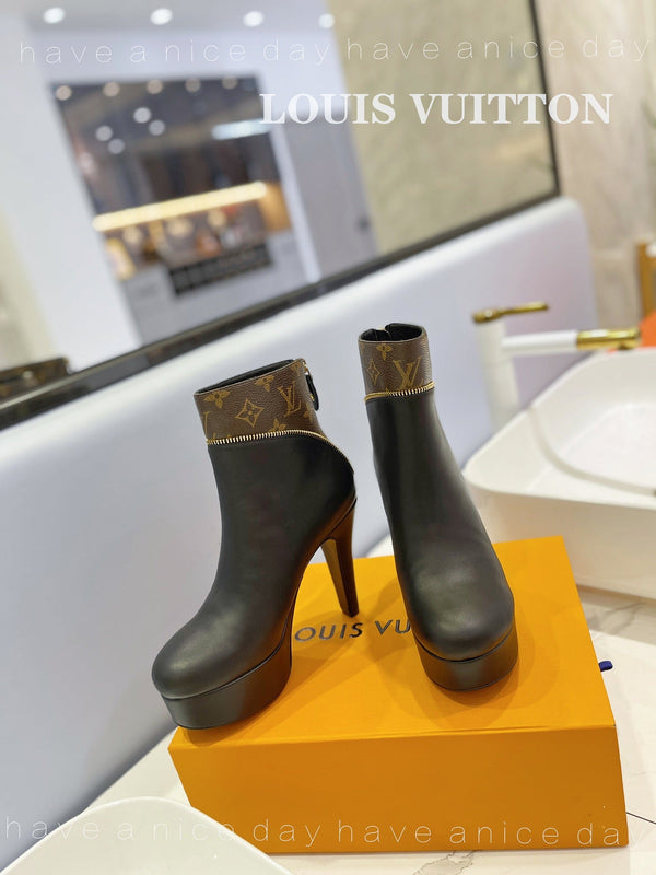LV Afterglow Boot 10.5 Black Cowhide Monogram Canvas