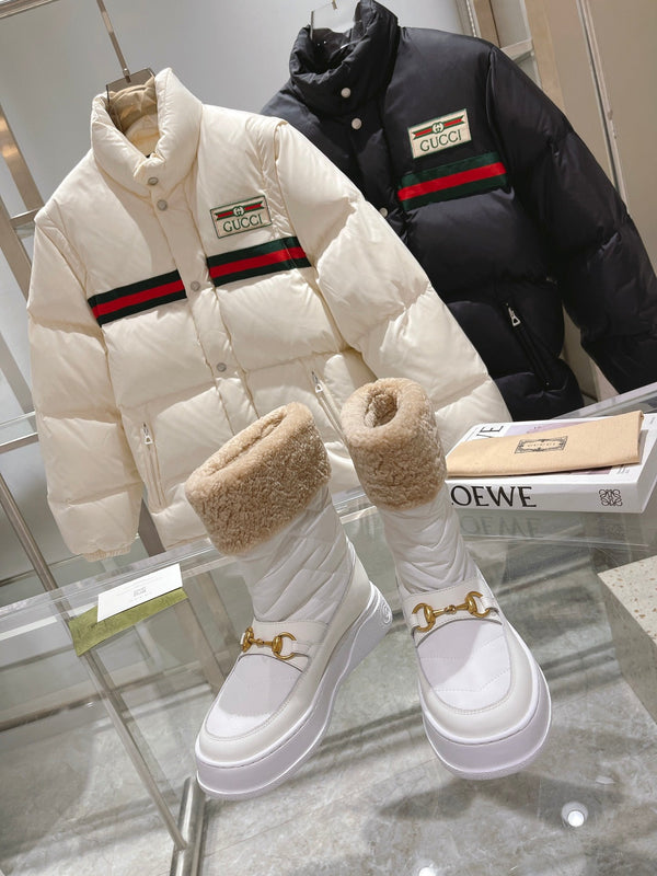 Gucci 2025 Boot White Beige Wool Nylon Calfskin 564678