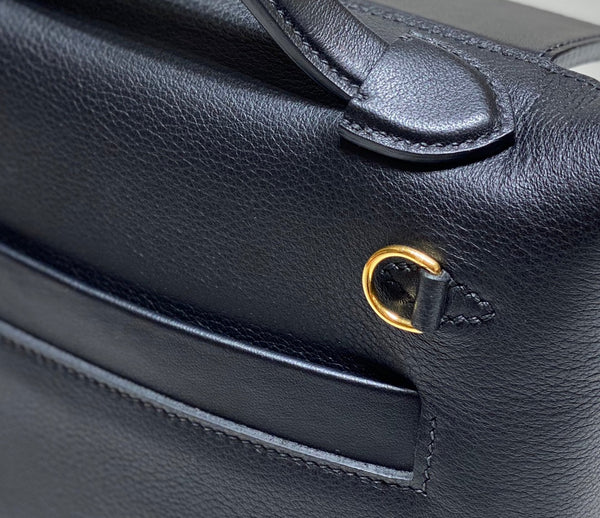 HM Mini 24 Sur 24 Bag 21cm Black Swift Cowhide Gold Hardware 250257