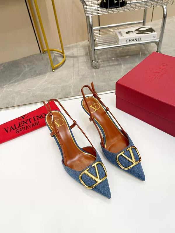 Valentino Slingback Pump Demin Blue Demin Fabric 239598