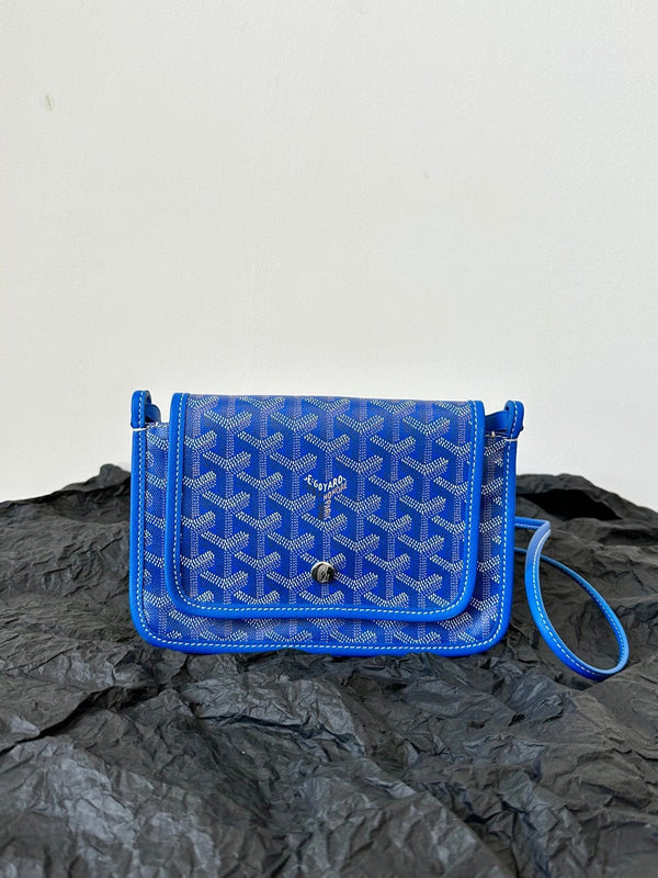 PLUMET POCKET WALLET 20 IN SAPPHIRE BLUE GOYARDINE CANVAS AND LAMBSKIN TRIM