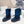 CD Platform Snow Boots Dark Blue Cowhide Nylon Fabric 539653
