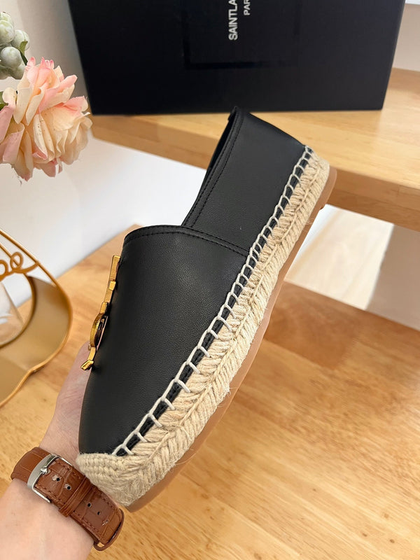 SL YVES LOGO SLIP ON BLACK CALFSKIN