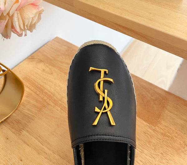 SL YVES LOGO SLIP ON BLACK CALFSKIN