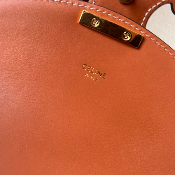 BESACE 23 IN WHITE CANVAS AND BROWN CALFSKIN