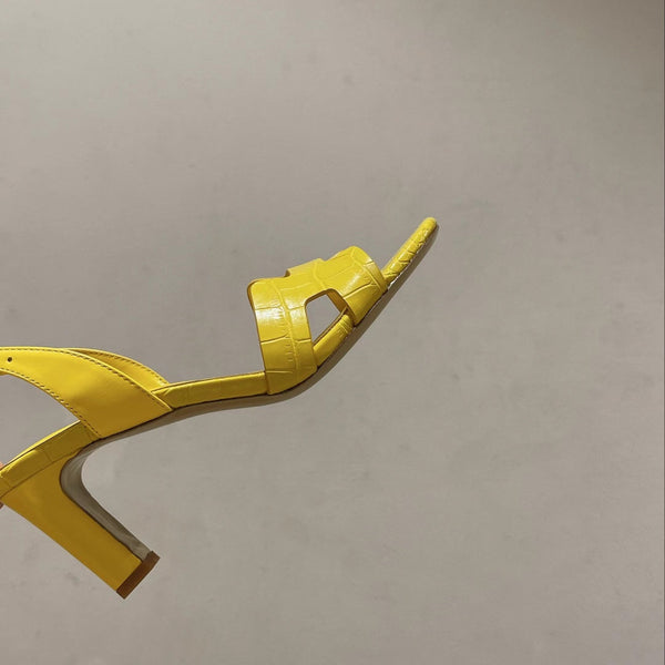SLINGBACK ETERNITE 75 YELLOW LAMBSKIN AND CROCODILE LEATHER