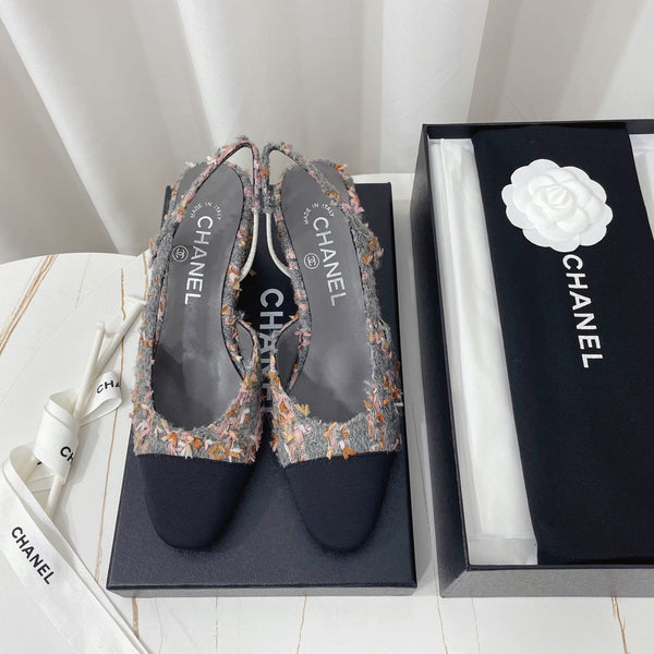 CC 26s High-Heel Slingbacks 65 Mm In Black Mix Grey Tweed