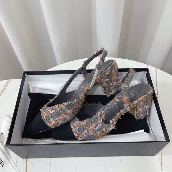 CC 26s High-Heel Slingbacks 65 Mm In Black Mix Grey Tweed