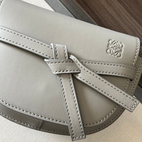 Mini Gate Dual bag in soft calfskin and jacquard grey smooth caflskin