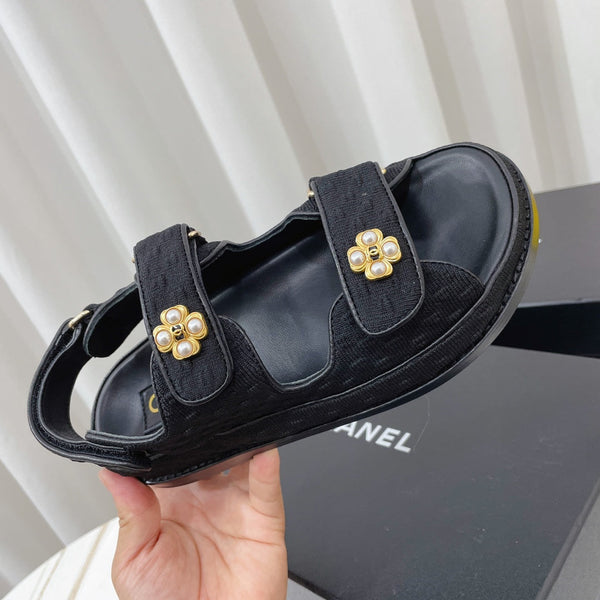 CC 26s Sandals Black Textured Fabric