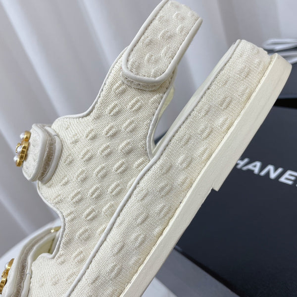 CC 26s Sandals White Textured Fabric