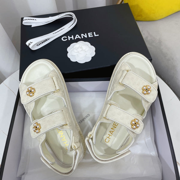 CC 26s Sandals White Textured Fabric