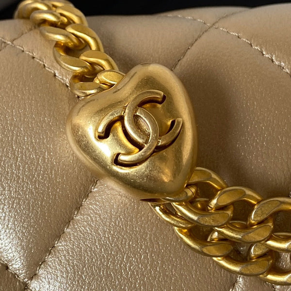 Flap Bag 19cm Gold Lambskin Gold Hardware