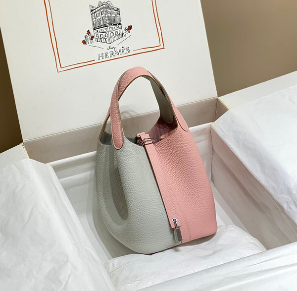 picotin lock 18 pink grey togo shw
