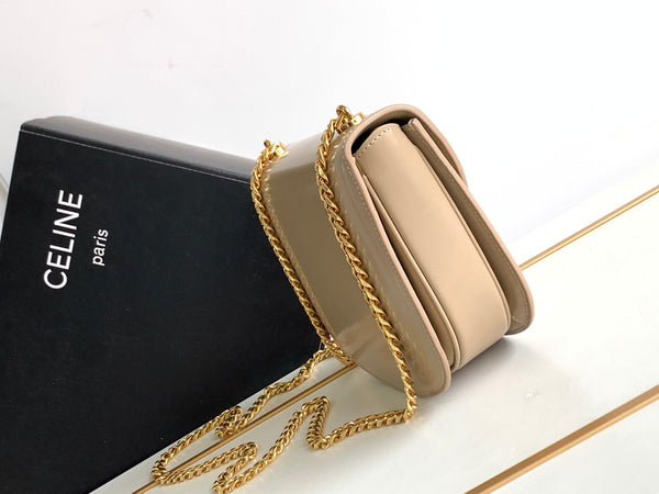 teen besace triomphe 18.5 beige calfskin with chain