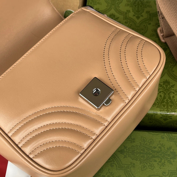 gg marmont mini 18cm all beige calfskin