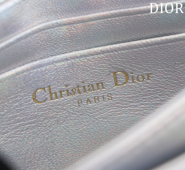 my cd mini 21 silver metalic lambskin