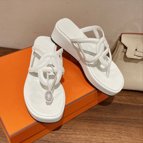 HM Gipsy Platform Thong White Sheepskin 349417