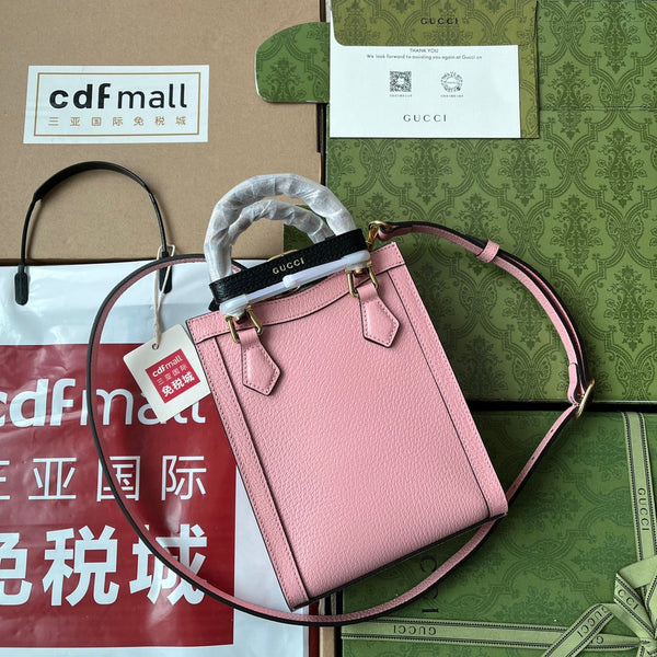 Gucci Diana Bamboo Mini Tote Bag Pink Lambskin 240109