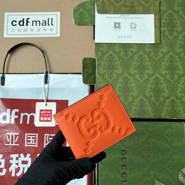 WALLET 11 IN ORANGE EMBOSSED CALFSKIN