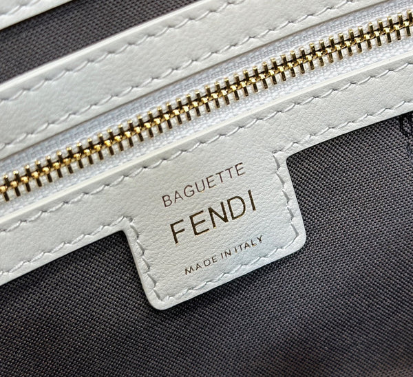 Baguette 27cm White Lambskin Gold Hardware