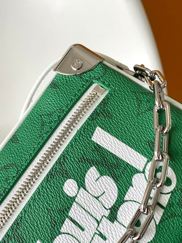 Lv M80816 Mini Soft Trunk 18.5 Green Monogram Canvas HW