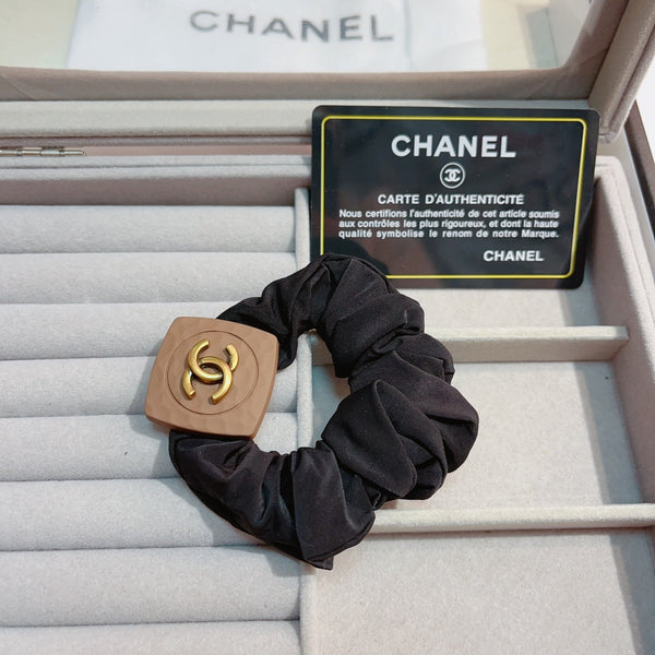 BLACK MIX CAMEL BROWN WRINKLED FABRIC SCRUNCHIE 875870