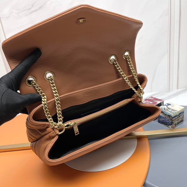 YSL Large Loulou Bag 31cm Tan Brown Lambskin