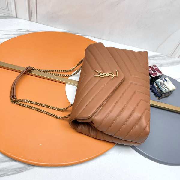 YSL Large Loulou Bag 31cm Tan Brown Lambskin