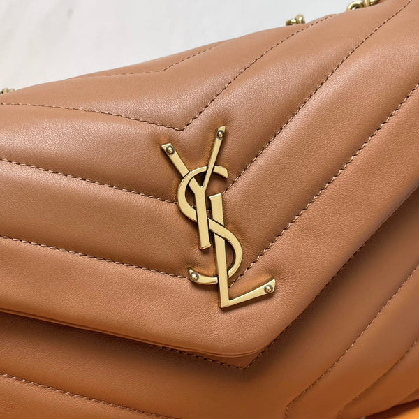 YSL Small Loulou Bag 23cm Tan Brown Lambskin