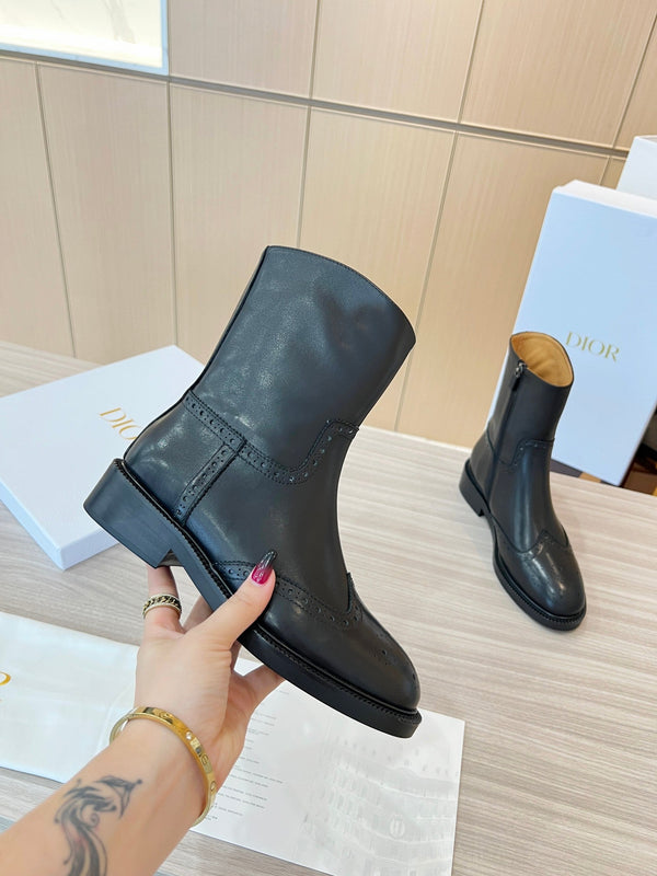 CD Short Boots Black Calfskin